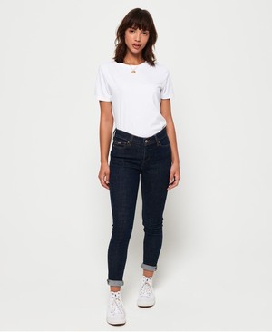 Superdry Super Crafted Mid Rise Skinny Női Farmer Kék | WABNM7390